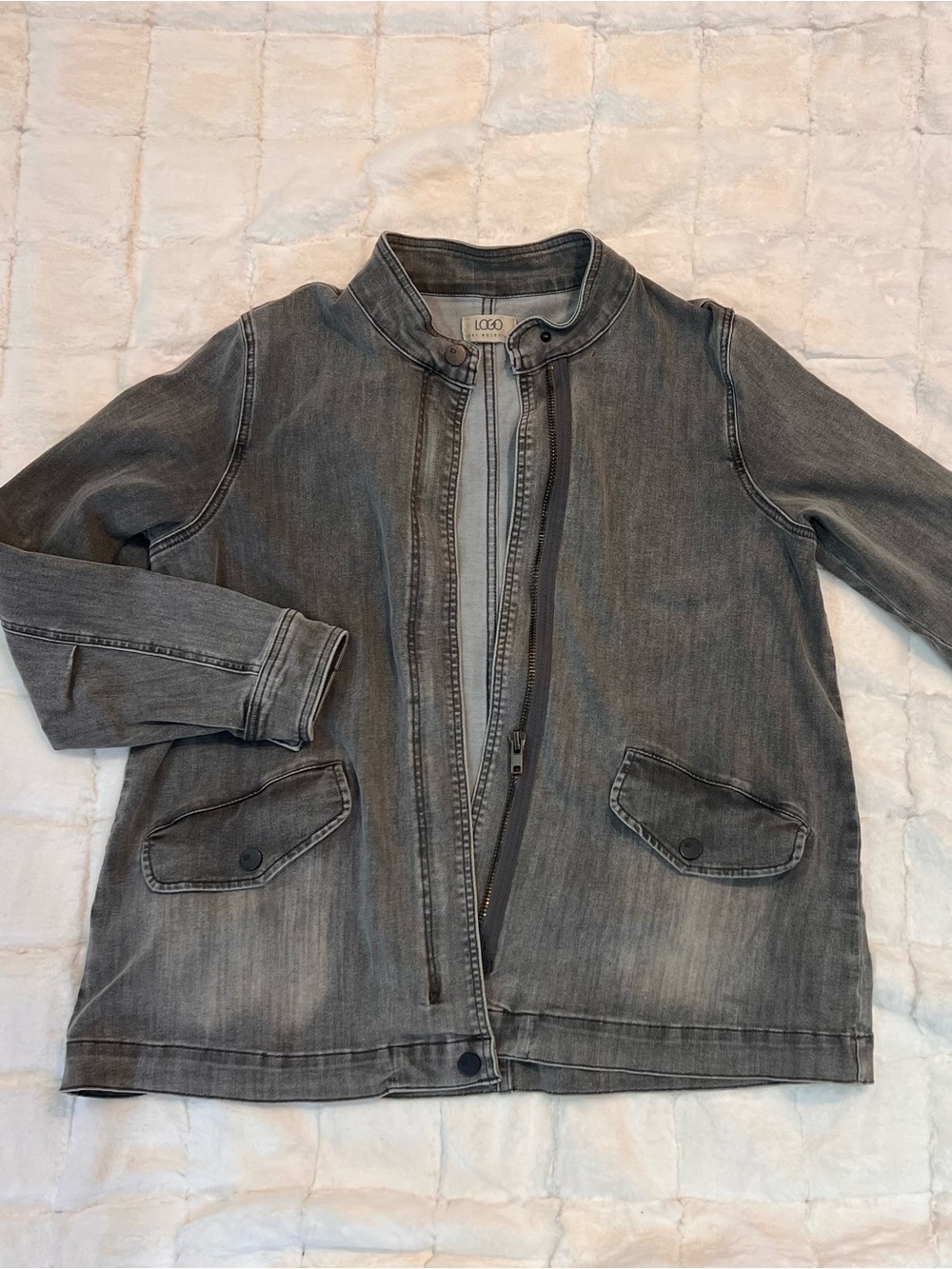 LOGO Washed Gray Denim Jacket